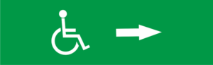 Знак эвакуации Инвалид стрелка вправо